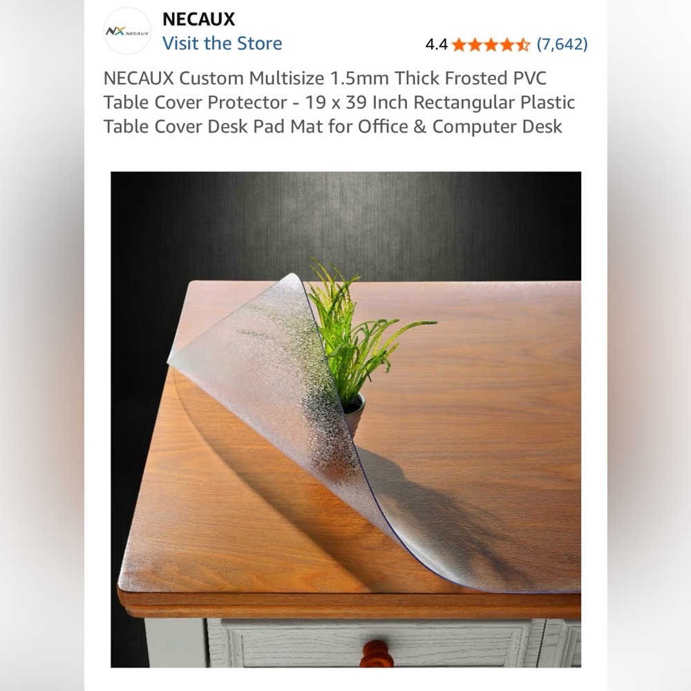 19x39 Frosted Plastic 1.5mm Thick Table Protector Desk Mat for Desk, hard floor